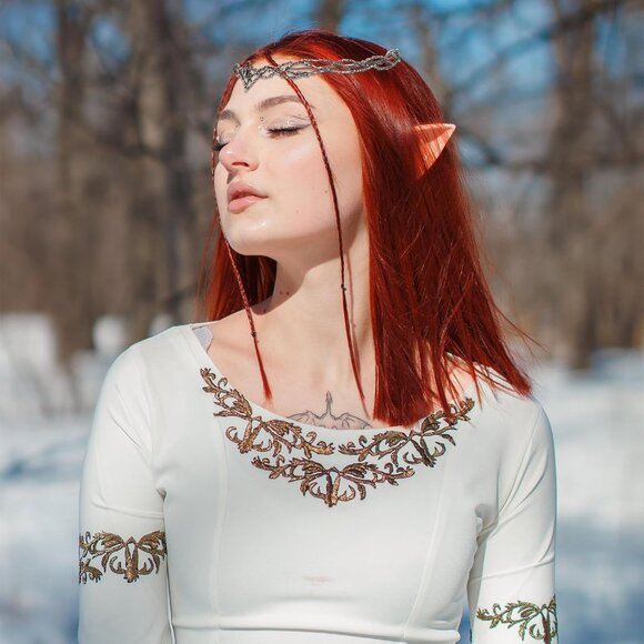 Rhinestone Fairy Crown for Women Crystal Elf Crown Silver/Gold Circlet Costume H - Picture 3 of 7